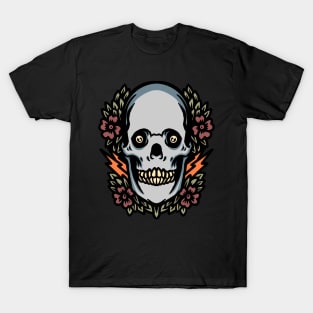 skull and flower illustration T-Shirt